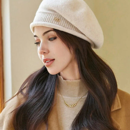 Béret Femme en Laine hiver - Beige - Ajustable (du 54 au 59) | La boutique du chapeau