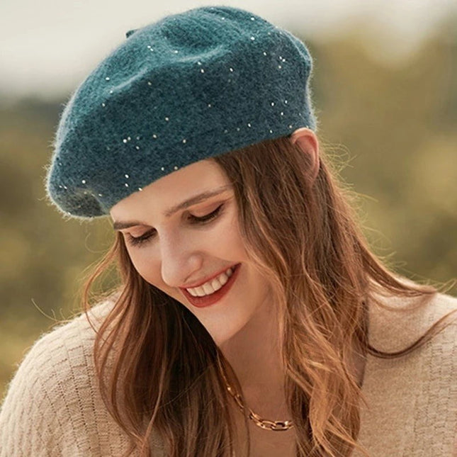 Béret femme en velours - Vert - Ajustable (du 54 au 59) | La boutique du chapeau