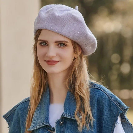 Béret femme en velours - Bleu - Ajustable (du 54 au 59) | La boutique du chapeau