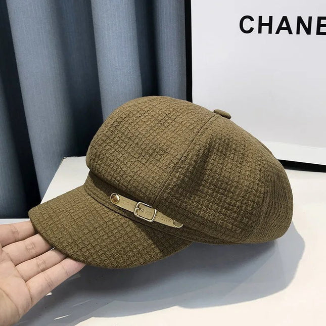 Béret octogonal rétro - Khaki - M (56 - 58cm) | La boutique du chapeau