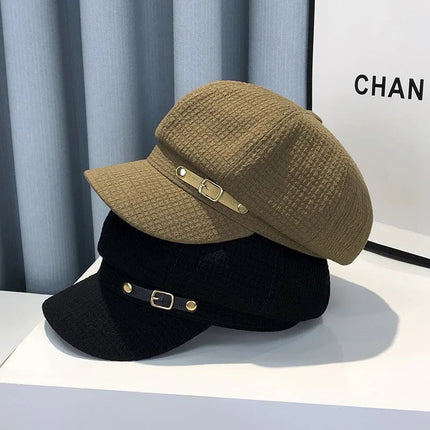 Béret octogonal rétro - Khaki - M (56 - 58cm) | La boutique du chapeau
