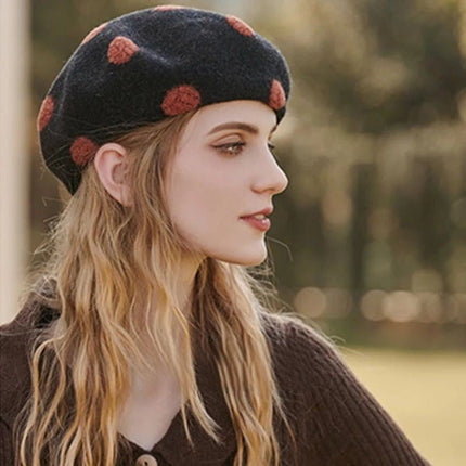 Béret rétro en laine - Noir - | La boutique du chapeau