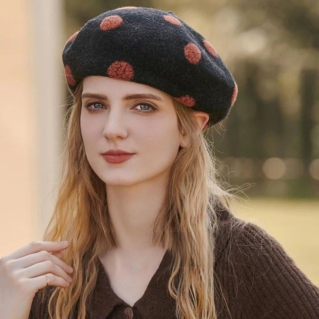 Béret rétro en laine - Noir - | La boutique du chapeau