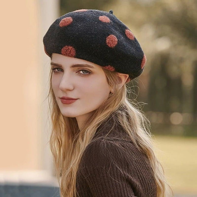 Béret rétro en laine - Noir - | La boutique du chapeau