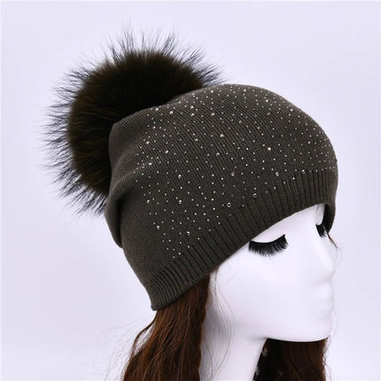 Bonnet à pompon pour femme - Vert 2 - Ajustable (du 54 au 59) | La boutique du chapeau
