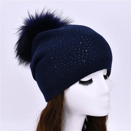 Bonnet à pompon pour femme - Marine 2 - Ajustable (du 54 au 59) | La boutique du chapeau