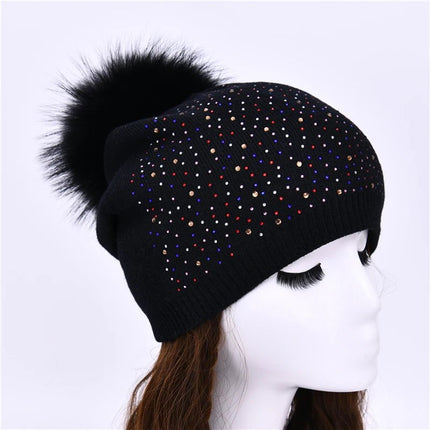 Bonnet à pompon pour femme - Noir 5 - Ajustable (du 54 au 59) | La boutique du chapeau