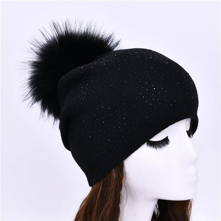 Bonnet à pompon pour femme - Noir 6 - Ajustable (du 54 au 59) | La boutique du chapeau