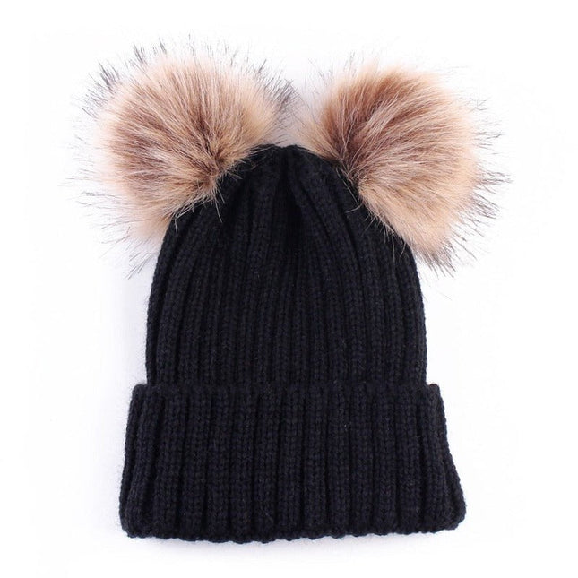 Bonnet à pompons pour femmes - Noir - Adulte | La boutique du chapeau