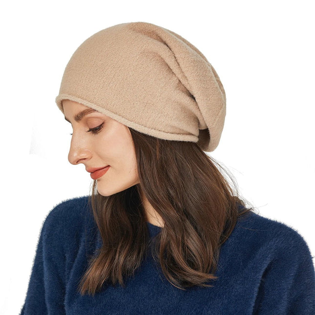 Bonnet ample en cachemire pour femme - Kaki - Ajustable (du 54 au 59) | La boutique du chapeau