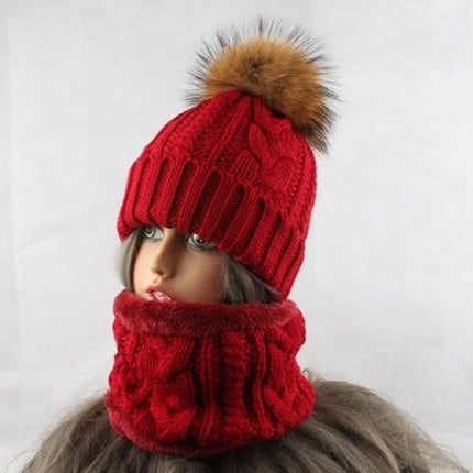 Bonnet avec cache cou polaire - Rouge - Ajustable (du 54 au 59) | La boutique du chapeau