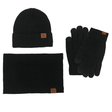 Bonnet cache - cou et gants d'hiver épais et chaud - Noir - Ajustable (du 54 au 59) | La boutique du chapeau