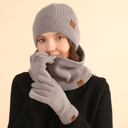 Bonnet cache - cou et gants d'hiver épais et chaud - Violet - Ajustable (du 54 au 59) | La boutique du chapeau