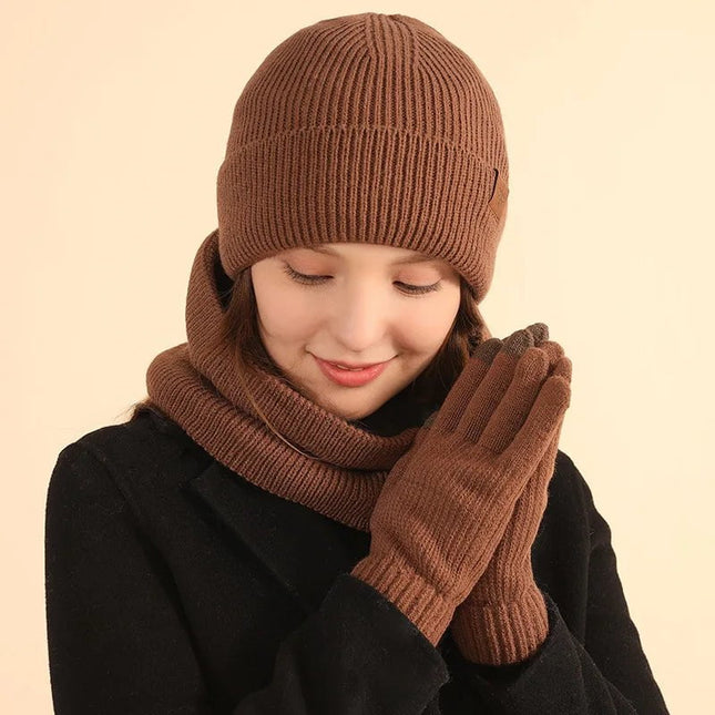 Bonnet cache - cou et gants d'hiver épais et chaud - Violet - Ajustable (du 54 au 59) | La boutique du chapeau