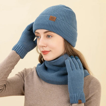 Bonnet cache - cou et gants d'hiver épais et chaud - Violet - Ajustable (du 54 au 59) | La boutique du chapeau