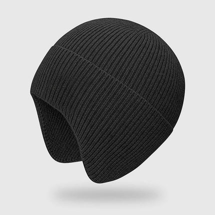 Bonnet cache - oreilles en coton - Noir - Ajustable (du 54 au 59) | La boutique du chapeau