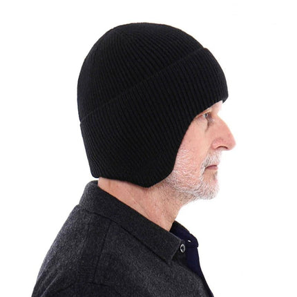 Bonnet cache - oreilles en coton - Noir - Ajustable (du 54 au 59) | La boutique du chapeau