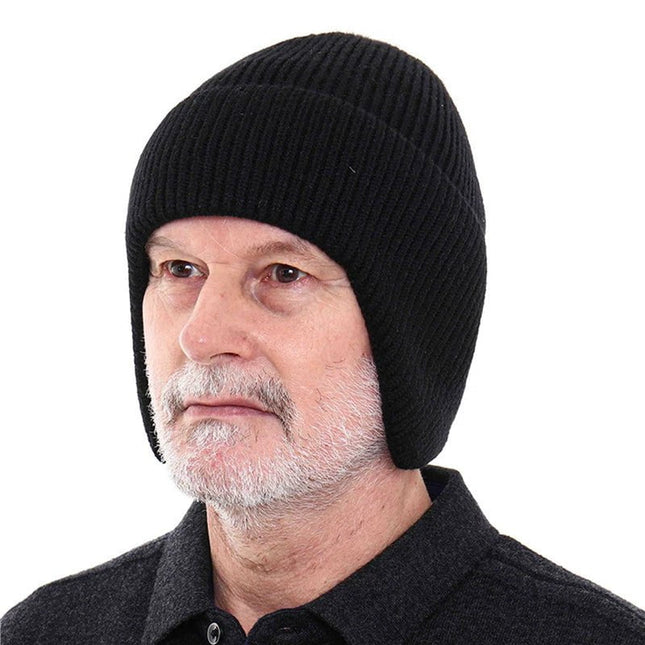 Bonnet cache - oreilles en coton - Noir - Ajustable (du 54 au 59) | La boutique du chapeau