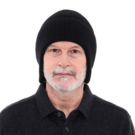 Bonnet cache - oreilles en coton - Noir - Ajustable (du 54 au 59) | La boutique du chapeau