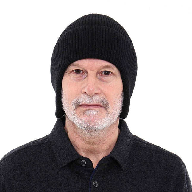 Bonnet cache - oreilles en coton - Noir - Ajustable (du 54 au 59) | La boutique du chapeau