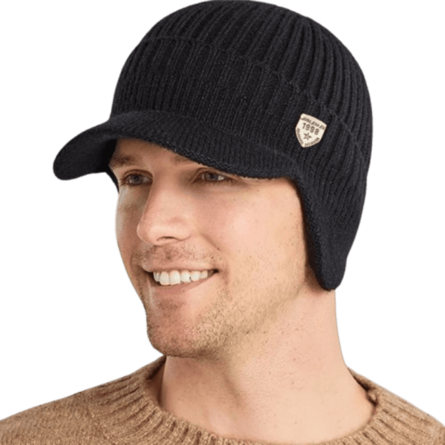 Bonnet casquette en laine pour homme - Noir 2 - Ajustable (du 54 au 59) | La boutique du chapeau
