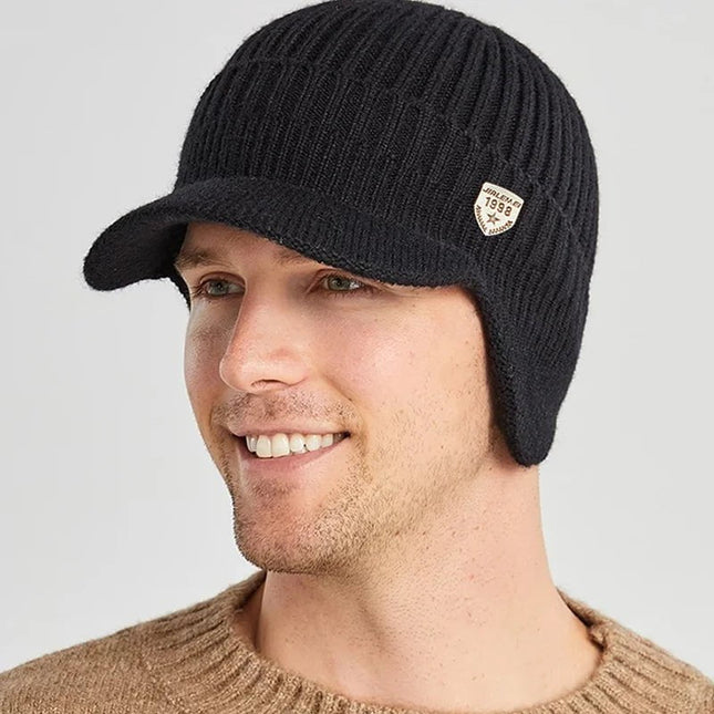 Bonnet casquette en laine pour homme - Noir 2 - Ajustable (du 54 au 59) | La boutique du chapeau