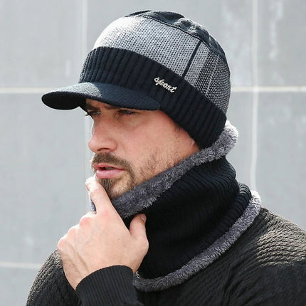Bonnet casquette et cache - cou - Bonnet noir - Ajustable (du 54 au 59) | La boutique du chapeau
