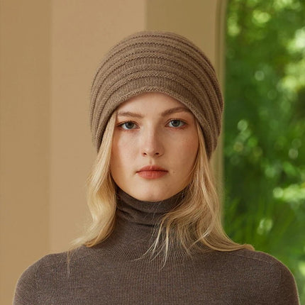 Bonnet chaud en cachemire - Kaki - Ajustable (du 54 au 59) | La boutique du chapeau