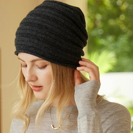 Bonnet chaud en cachemire - Noir - Ajustable (du 54 au 59) | La boutique du chapeau