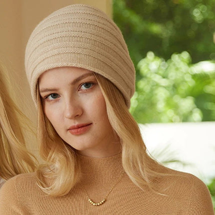 Bonnet chaud en cachemire - Beige - Ajustable (du 54 au 59) | La boutique du chapeau