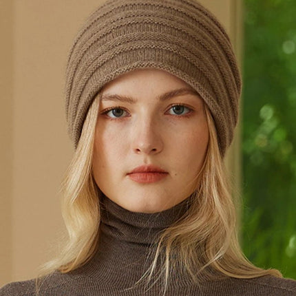 Bonnet chaud en cachemire - Kaki - Ajustable (du 54 au 59) | La boutique du chapeau