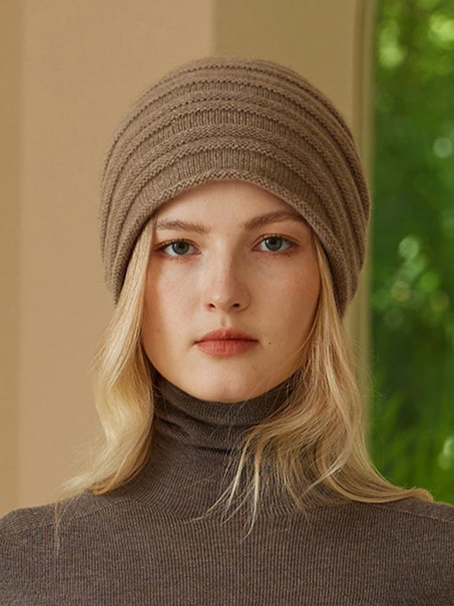 Bonnet chaud en cachemire - Kaki - Ajustable (du 54 au 59) | La boutique du chapeau
