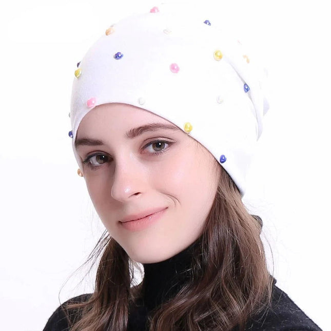 Bonnet coloré pour femme : égayez votre tenue d’hiver - Blanc - Ajustable (du 54 au 59) | La boutique du chapeau