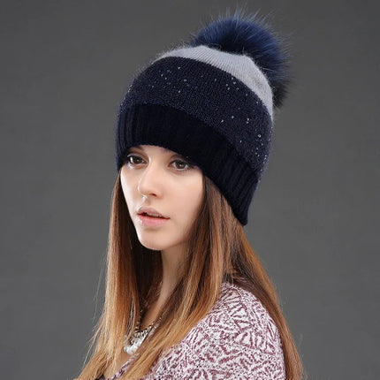 Bonnet d’hiver en acrylique et angora pour femme : chaleur optimale - Bleu - Ajustable (du 54 au 59) | La boutique du chapeau