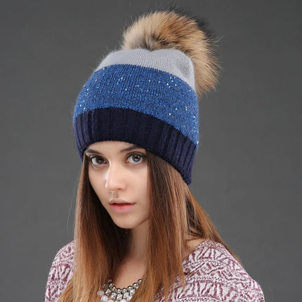 Bonnet d’hiver en acrylique et angora pour femme : chaleur optimale - Bleu - Ajustable (du 54 au 59) | La boutique du chapeau