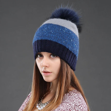 Bonnet d’hiver en acrylique et angora pour femme : chaleur optimale - Bleu - Ajustable (du 54 au 59) | La boutique du chapeau