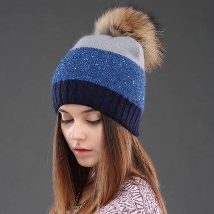 Bonnet d’hiver en acrylique et angora pour femme : chaleur optimale - Bleu - Ajustable (du 54 au 59) | La boutique du chapeau