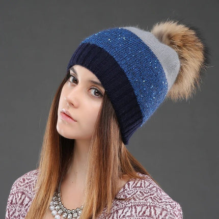 Bonnet d’hiver en acrylique et angora pour femme : chaleur optimale - Bleu - Ajustable (du 54 au 59) | La boutique du chapeau