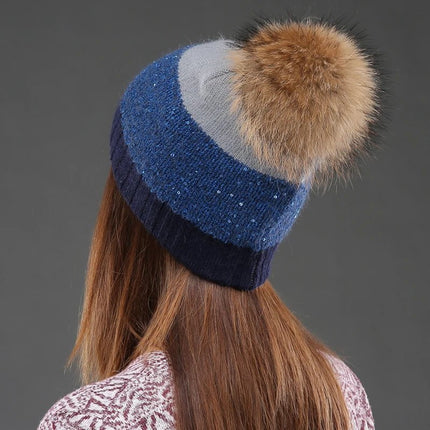 Bonnet d’hiver en acrylique et angora pour femme : chaleur optimale - Bleu - Ajustable (du 54 au 59) | La boutique du chapeau