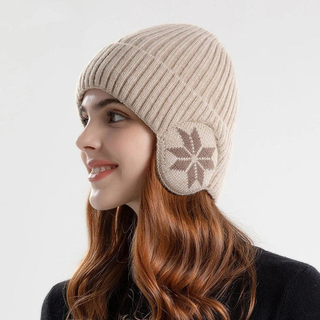 Bonnet d'hiver femme avec protection des oreilles - Beige - Ajustable (du 54 au 59) | La boutique du chapeau