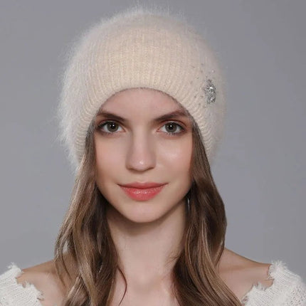 Bonnet double épaisseur en angora - Beige - Ajustable (du 54 au 59) | La boutique du chapeau