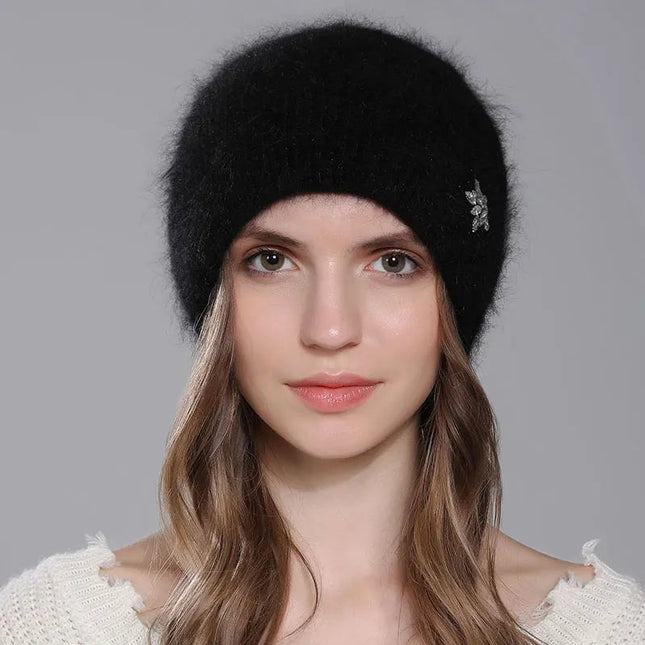 Bonnet double épaisseur en angora - Gris foncé - Ajustable (du 54 au 59) | La boutique du chapeau