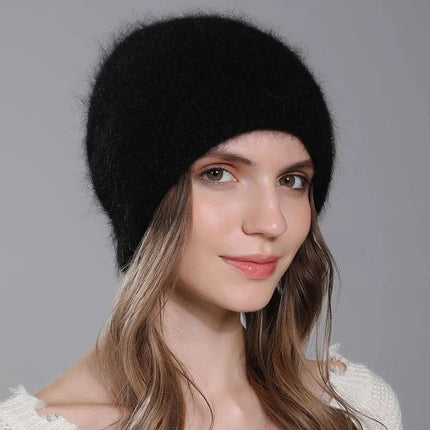Bonnet double épaisseur en angora - Gris foncé - Ajustable (du 54 au 59) | La boutique du chapeau