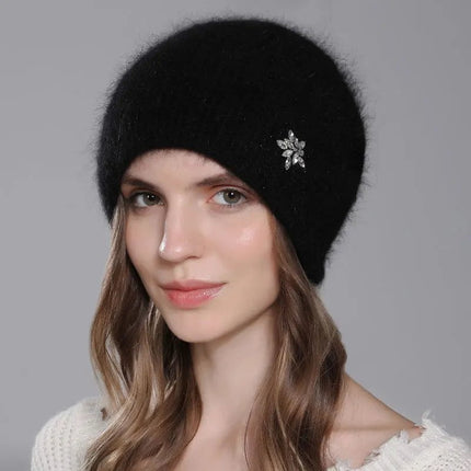 Bonnet double épaisseur en angora - Gris foncé - Ajustable (du 54 au 59) | La boutique du chapeau