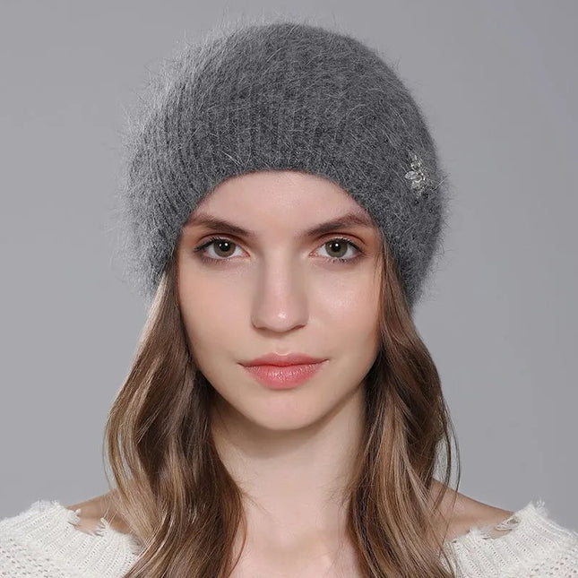 Bonnet double épaisseur en angora - Gris foncé - Ajustable (du 54 au 59) | La boutique du chapeau