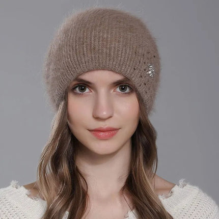 Bonnet double épaisseur en angora - Marron foncé - Ajustable (du 54 au 59) | La boutique du chapeau