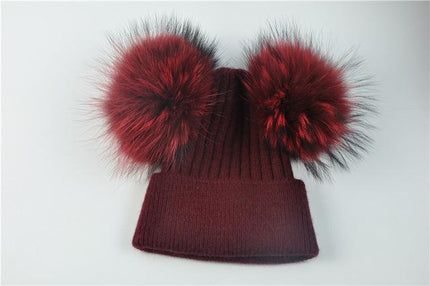 Bonnet double pompons - Bordeaux - Adulte | La boutique du chapeau