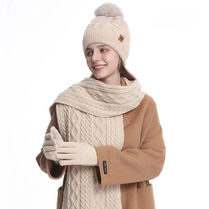 Bonnet, écharpe et gants d'hiver pour femme - Noir - Ajustable (du 54 au 59) | La boutique du chapeau