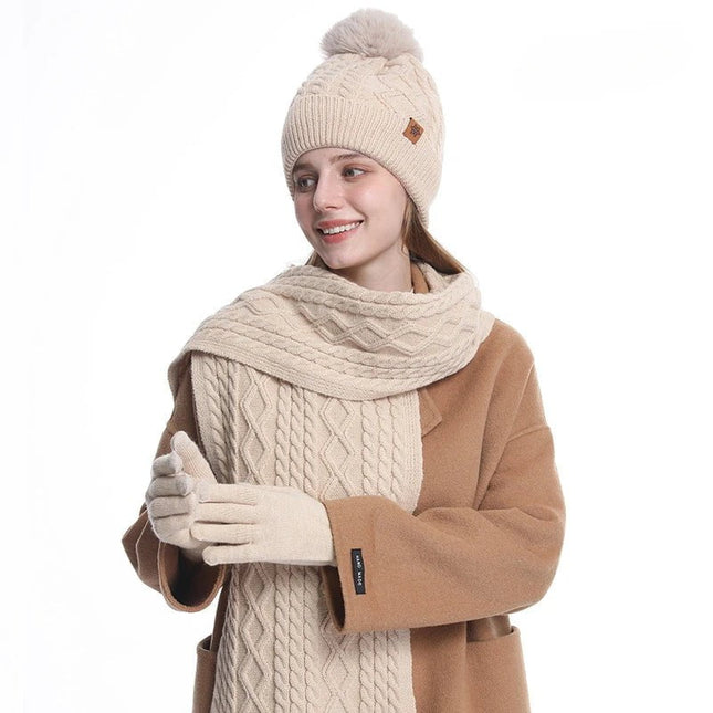 Bonnet, écharpe et gants d'hiver pour femme - Noir - Ajustable (du 54 au 59) | La boutique du chapeau