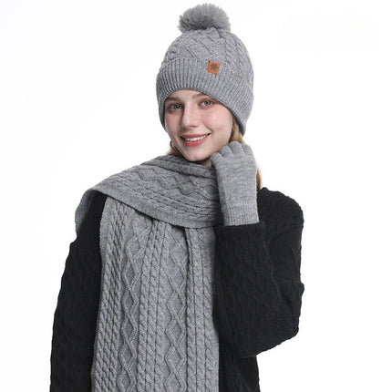 Bonnet, écharpe et gants d'hiver pour femme - Gris - Ajustable (du 54 au 59) | La boutique du chapeau